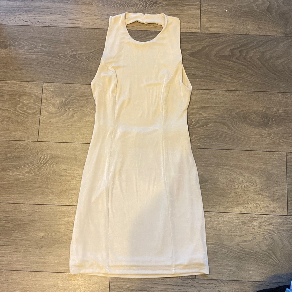 Open back cream dress